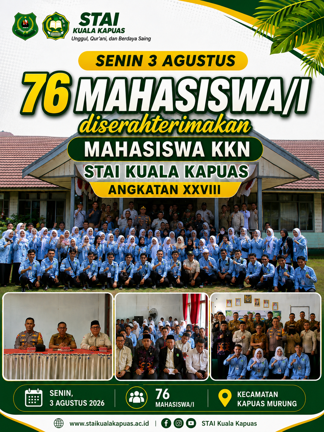 76 Mahasiswa/i STAI Kuala Kapuas Resmi Diserahterimakan untuk Melaksanakan KKN di Kecamatan Kapuas Murung